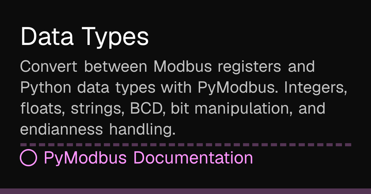 Tipe Data Modbus Data Types | PyModbus Docs