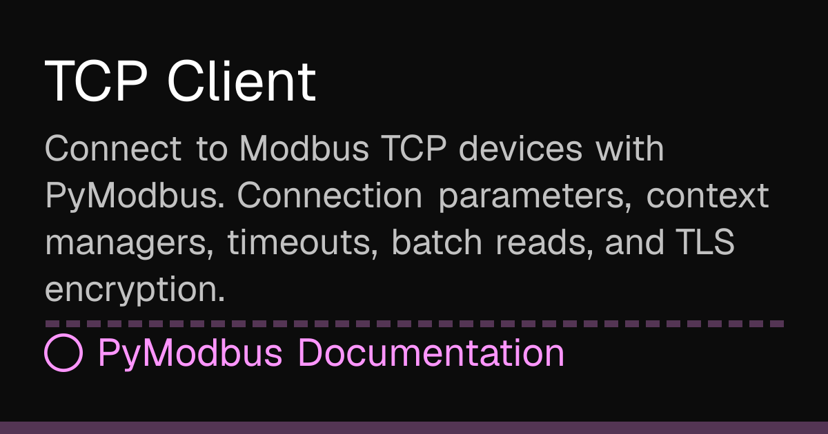 TCP Client | PyModbus Docs