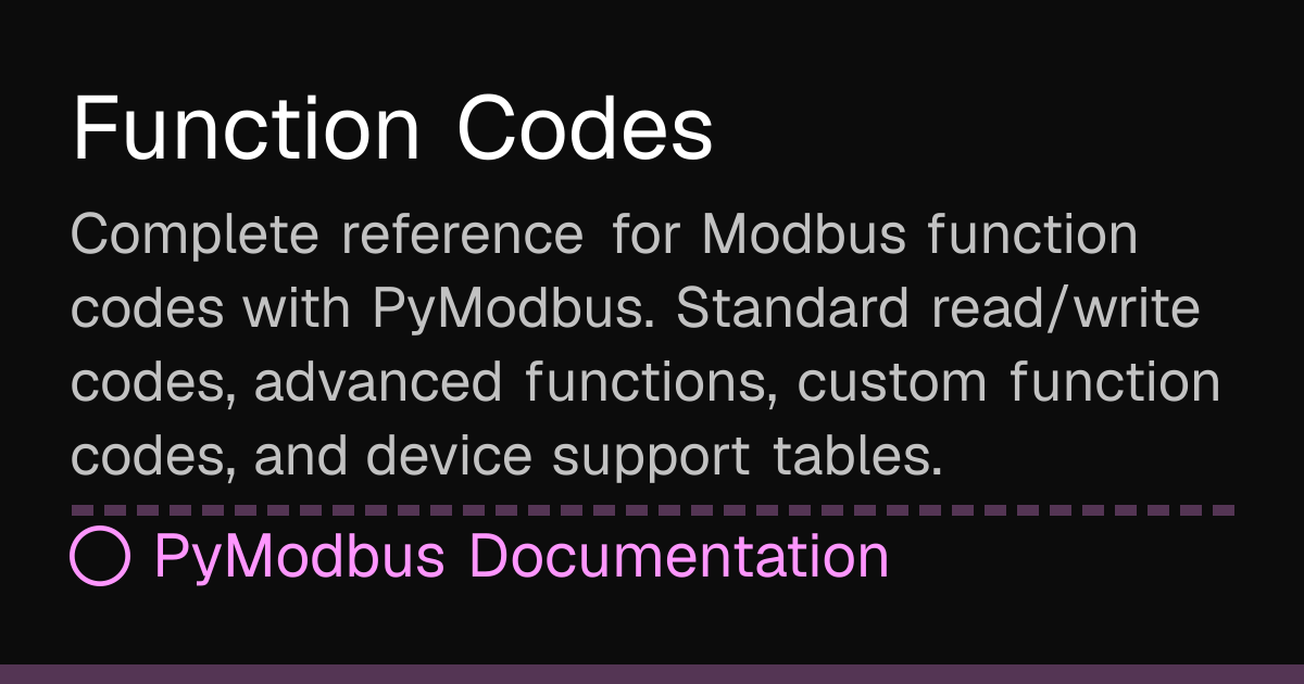 Function Codes | PyModbus Docs