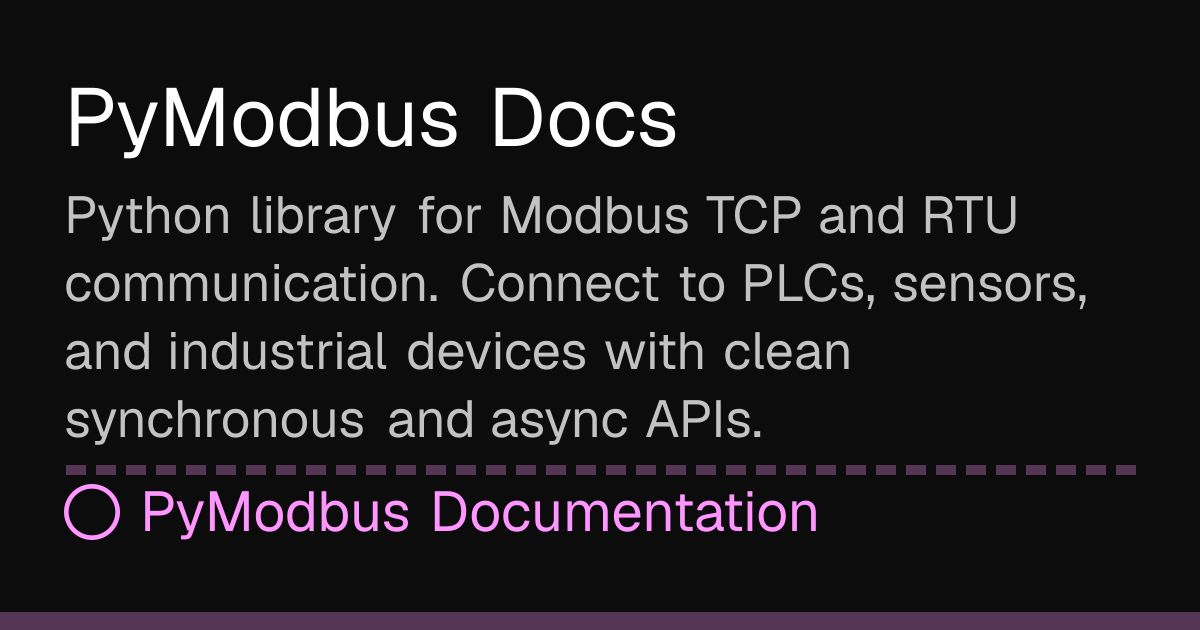 PyModbus Docs | PyModbus Docs