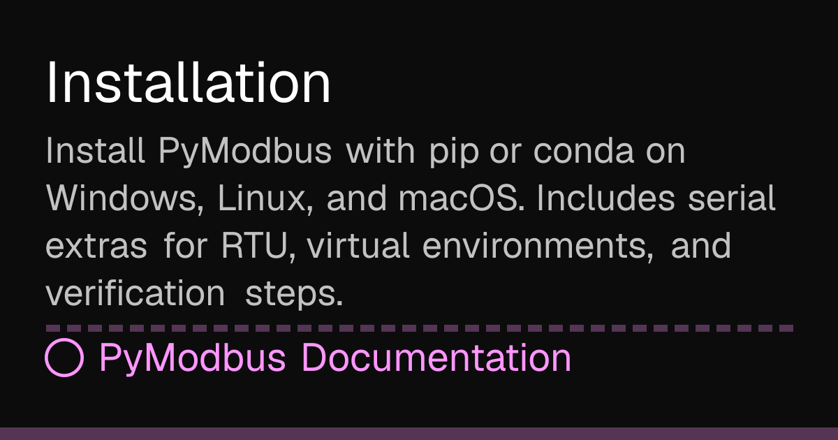 Installation | PyModbus Docs