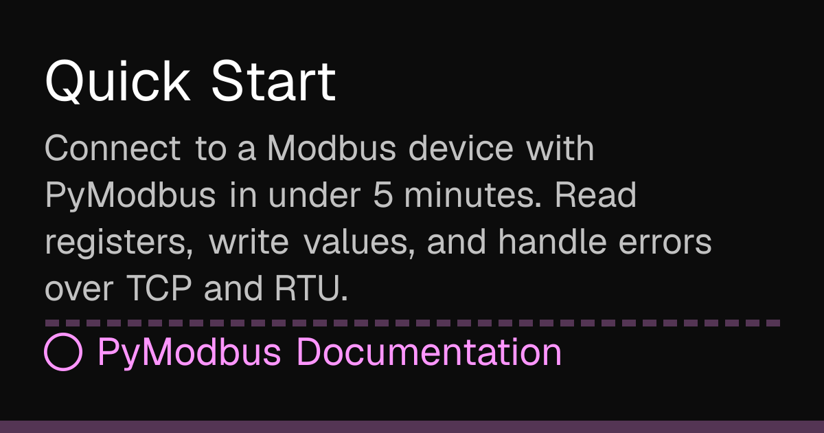 Quick Start | PyModbus Docs